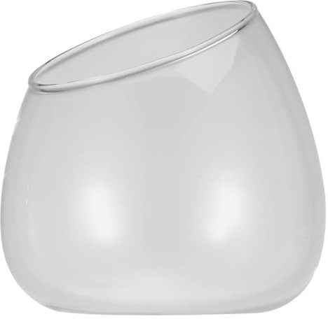 IMIKEYA Schräg geschnittene Glasvase: Glas Terrarium Pflanzenhalter Schräg Geschnittener Pflanztopf - Klarglasvase Sukkulentenhalter Tischdekoration