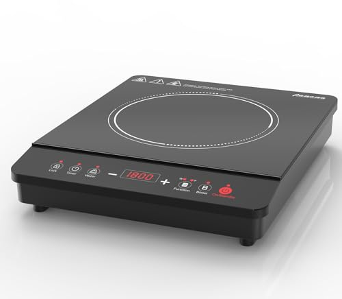 Panana Portable Induction Cooktop Hot Plate Countertop Burner 1800W, 10 Temp Levels, Timer, Auto-Shut-Off, Touch Panel, LED Display, Auto Pot Detection, Child Safety Lock (LED Display - Silver)
