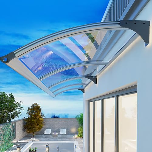 Vordach Haustür Überdachung Haustürvordach,Türvordach Haustürvordach Pultvordach Tür Fenster Markise Sonnen Regen Shelter Roofing für Außen terrassen Garten Balkon (100x170cm)