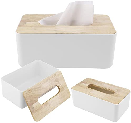 Abnehmbare Kosmetiktuchbox, japanische Taschentuchbox, Massivholz-PP-Taschentuchbox, Servietten-Organizer, Toilettenpapierbox mit Holzdeckel, für Badezimmer-Bastelarbeiten (Standard-Stil)