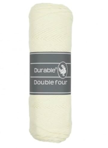 Durable Double Four Häkel- & Strickgarn 100g Strang aus 100% Baumwolle, 54 harmonischen Farben für Jacken, Pullover, Decken, Kissen und andere Wohnaccessoires (326 Ivory)