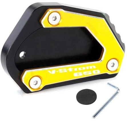 LMNMY Parkständer CNC-Aluminium-Ständerfuß-Seitenständer-Verlängerungspolster-Stützplatte Vergrößert Den Motorradständer Für Suzuki V-Strom 650/XT 2004-2020(Gold)