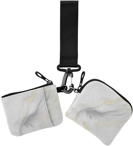Doppelgeldbörsen, Visitenkartenetui, großes Fassungsvermögen, Handgelenk-Geldbörse, Schlüsselhalter mit Handgelenkschlaufe, für Damen, 2 Packungen, Weißgold-Marmor-Textur, 1 size, Casual
