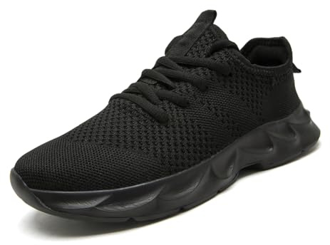 UROMGV Scarpe da Ginnastica Uomo Sneakers Corsa Camminata Casual Jogging Trekking Tennis Outdoor Comode Leggere Traspiranti Nero 43