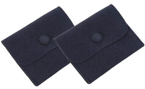 PATIKIL 4x3 Velvet Jewelry Pouches, 2 Pack Velvet Pouches Snap Button Jewelry Storage Bags Present Pouch for Earrings Bracelets Necklaces Rings Watch, Dark Blue