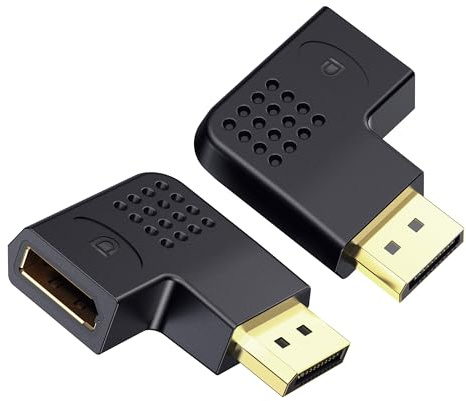 Cable Matters Combo-Pack 4K@240Hz Flat Right Angle DisplayPort 1.4 Adapter, 270 Degree and 90 Degree DisplayPort Adapter for 8K@60Hz / 4K@240Hz, Black