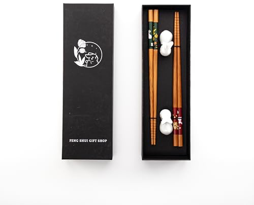 2 Pairs Reusable Rabbit Chopstick Set – Dishwasher Safe Fiberglass Chopsticks with Ceramic Rabbit Rest | Durable Chopsticks for Sushi, Noodles & Rice | Elegant Gift for Food Lovers