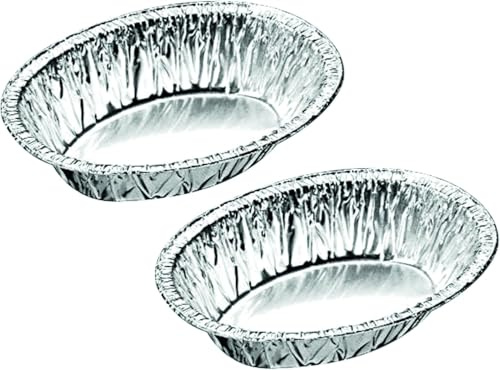 Sunrise Packaging 50 x Small Oval Pie Foil Dishes –Deep Aluminum Steak & Kidney Pie Tins with Rolled Edge – Individual Trays for Meat Pies, Tarts, Quiches & Baking – Oven & Freezer Safe, Recyclable