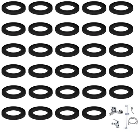 30 Stück 1/2 Zoll Dichtungsringe Set,Gummidichtung Rund,Wasserhahn Dichtung Duschschlauch,Dichtungen Sanitär Schlauch Dusche 19 mm,Unterlegscheiben Gummi Flachdichtung,Dichtringe O Ringe für Duschkopf
