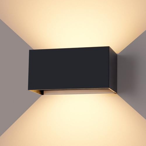 CANMEIJIA LED Wandleuchte LED Wandlampe 12W 3000K 1P IP65 Auf und ab Einstellbarer Lichtstrahl für Schlafzimmer Wohnzimmer Garten Korridor Balkon Badezimmer, Schwarz
