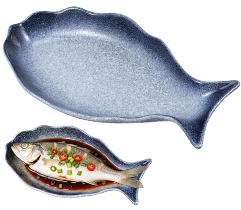 STOBAZA Keramik-Fischteller 12.20X5.91X1.38 Zoll Fischförmige Servierplatte Für Fisch Meeresfrüchte Und Vorspeisen Elegantes Geschirr Für Festliche Tische Und Einweihungsgeschenke