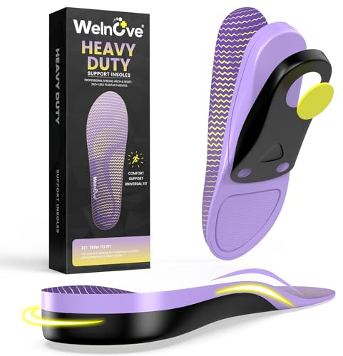 Welnove Solette per fascite plantare, supporto per arco plantare, coppe profonde per tallone, dolore al tallone, piedi piatti, tendinite di Achille, sollievo per sperone e supporto per il piede, XS