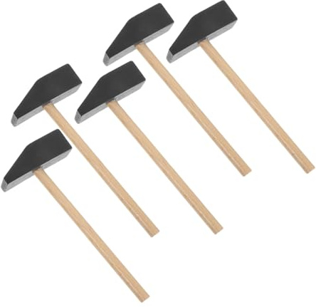 BESTonZON 5pcs Mini Wooden Hammer Mallet Set for Kids Toddlers, Small Pounding Toy Mallets for Hand-Eye Coordination Building, Montessori Educational Wood Tool for Birthday Party Craft Activities