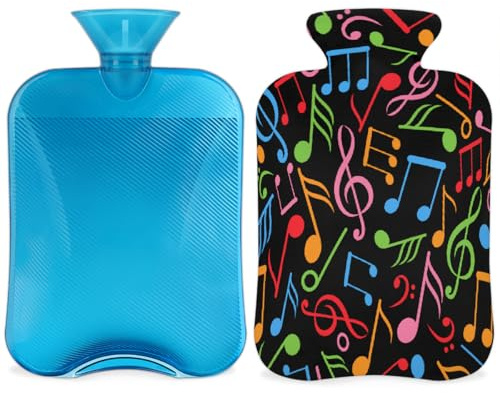 Borsa dell'acqua calda con coperchio, 2 l, per alleviare il dolore, collo morbido e spalle, mani e piedi, impacco caldo e freddo, per adulti e bambini
