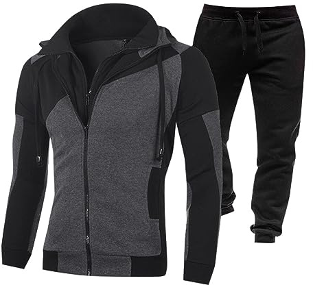 Generisch Conjunto de chándal para hombre, diseño de camuflaje, para correr, pantalones de chándal, retazos sólidos