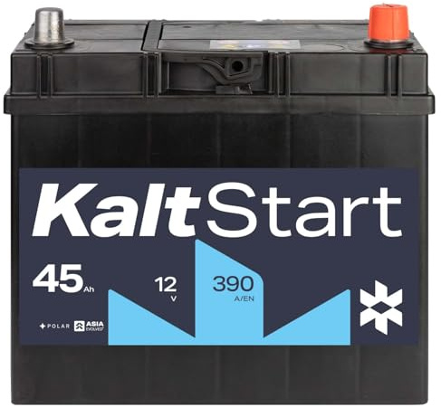 KaltStart Autobatterie 12V 45Ah 390A/EN ASIA Pluspol Rechts | PKW-Starterbatterie, ersetzt 41Ah 43Ah 44Ah 46Ah