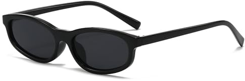 Long Keeper Retro Ovale Sonnenbrille für Damen Schmale 90er Jahre Sonnenbrille Vintage Leichte Kleine Schicke Katzenauge Y2K Reisebrille UV400 Schutz