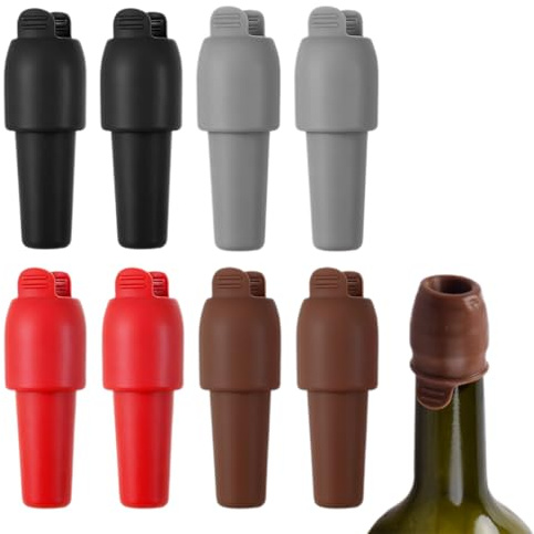 UIEXEA Tapón Reutilizable para Botellas de Vino Espumoso, 8 Piezas Tapones de Silicona para Botellas de Vino, para Cerveza, Prosecco (B)