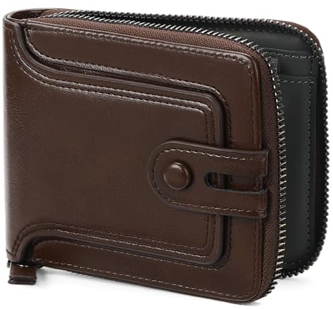 SENDEFN Portafoglio Uomo, Porta Carte con Tasca per Moneta | Portafogli RFID Blocco con Cerniera, Portacarte in Pelle Vegan