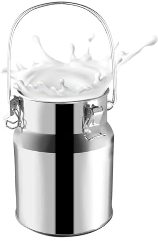 bidón de leche de acero inoxidable con Tapa/asa,para Transportar o Almacenar Leche,5Liters