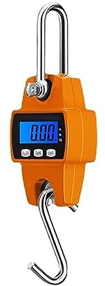 Escala colgante Báscula de grúa 300 kg, báscula colgante gancho acero inoxidable electrónica alta resistencia, industrial balanza peso bucle LCD Digital(300kg orange)