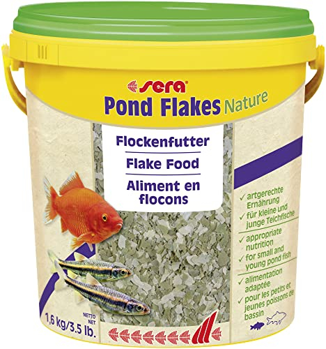 sera Pond Flakes 10 L (1,6kg) | Hauptfutter für Teichfische | ohne Farb- & Konservierungsstoffe | fördert Gesundheit & Wachstum | für Goldfische, Bitterlinge & Jungfische | für sauberes Teichwasser