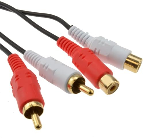 kenable RCA Cinch Double Fiches Vers Femelles d'extension Rallonge câble l'audio Cordon Plaqués Or 5 m [5 mètre/5m]