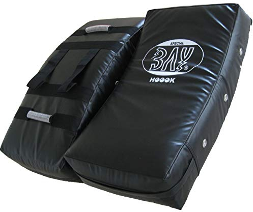 BAY® HOOOK 72x37x16 cm doppelschichtiges Schlagpolster, GROSS, Schlagkissen, Trittkissen, Kickpolster, Pratze Pratzen Bodyshield Kickboxen Thaiboxen Muay Thai K1 MMA Karate schwarz krumm gekrümmt grosses 70 65 75