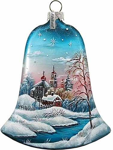 G. Debrekht Glasglocke, Winterlandschaft, 8,9 cm