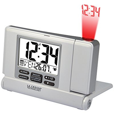 La Crosse Technology WT525 Réveil de voyage à projection et port USB - Blanc
