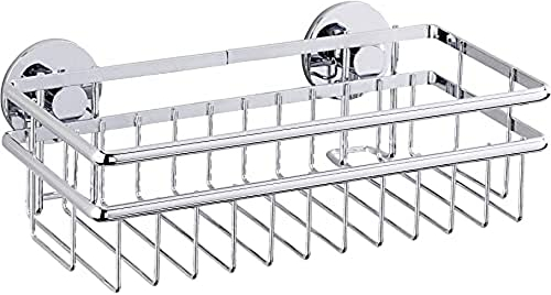 WENKO Express-Loc® Wandregal 2 Etagen Cali - Wandablage, Badablage, Befestigen ohne bohren, Edelstahl rostfrei, 25 x 32 x 14.5 cm, Glänzend