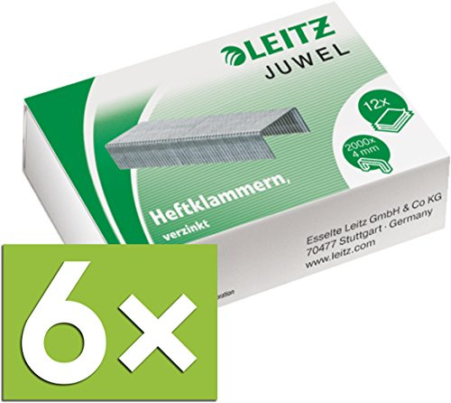 Leitz Heftklammern Juwel, verzinkt 12000 Stück (6 Packungen / 4 mm)