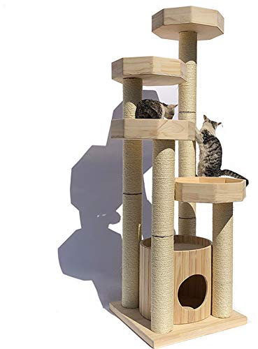 ChengBeautiful Cat Climbing Nach Dem Wohnturm Katzenkratz Katze Turm Katze Hauskatze Spielzeug Aktivitätszentrum Spielzeug Kletterspaß Kletterturm Turm Kratzbaum (Color : Natural, Size : One Size)