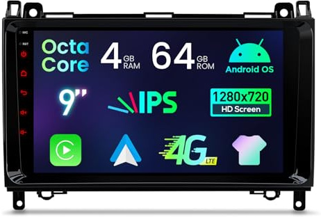 XTRONS 9 Android Octa Core Head Unit for Mercedes W245/W169/Sprinter W906 | 4+64GB Car Radio Player with IPS HD GPS Navigation EQ DSP 4G LTE Bluetooth Cooling System XTRONS UI Mode Support AHD/DAB+/DVR