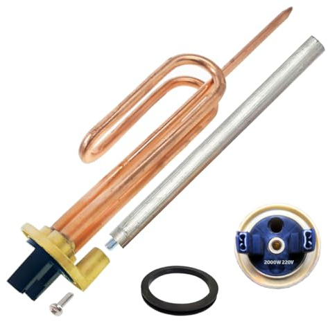 GOLDMAN SERVICE Résistance Thermique électrique Flange + Anode magnésium + Joint Caoutchouc + vis de Fixation. Kit de Rechange pour Chauffe-Eau Compatible avec les Marques importantes. (2000W)