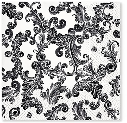 Tete a Tete 3Ply Wedding Napkins Decoupage Tissue Paper Serviettes 33cm x 33cm - Pack of 20 (Source of Fame Black)