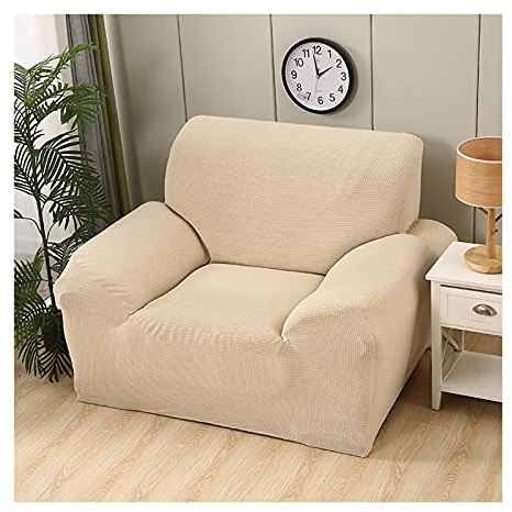 AMDXD Sofa Überwürfe 4 Sitzer, Einfarbig Sofa Hussen Möbelschutz mit Elastischem für Wohnzimmer, in Polyester, Anti-Rutsch, Elastischer, Beige