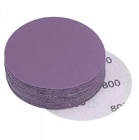 sourcing map Lot de 20 disques de ponçage violets de 7,6 cm - Grain 800 - Crochet et boucle - Papier abrasif professionnel en oxyde d'aluminium - Polissage humide et sec pour finition de peinture du