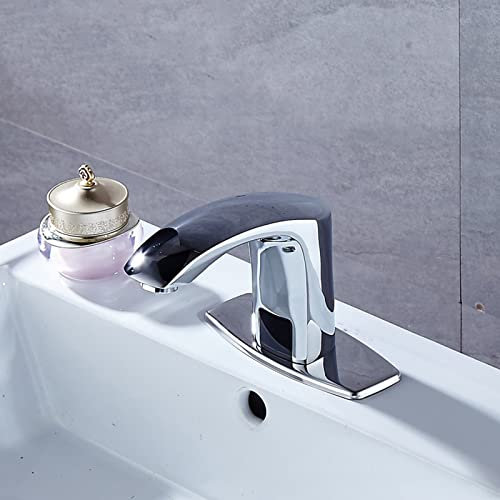 Infrarot Wasserhahn Bad Waschtischarmatur Sensor Mischbatterie Waschbecken Bad mit Deck,Chrom,Kaltwasserhahn