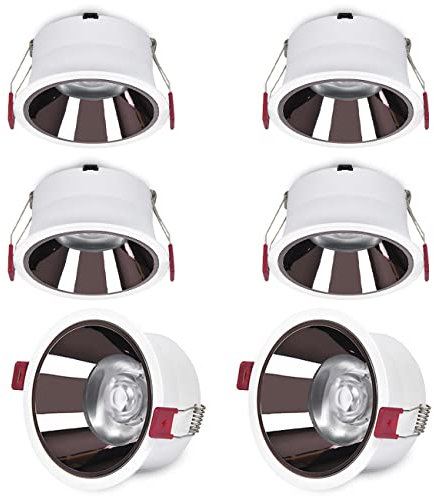 TPMAFF LED-Einbaudownlight, COB-Einbaubeleuchtung, 7 W/12 W Einbaustrahler, 24 ° Abstrahlwinkel, blendfrei, CRI90+, Deckenstrahler mit Transformator, 6er-Pack