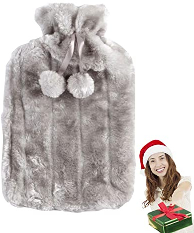 Minan Wärmflaschenbezug, 2L Niedlich Wärmflasche Überzug mit Flauschiger Plüsch, Langzeitwärme, Schnelle Schmerzlinderung, 30X20cm - (Wärmflasche Nicht enthalten)