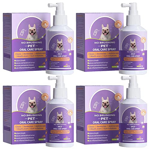 Skeadex Dentalspray für Hunde Zahnpflegespray für Hunde Zahnstein und Maulgeruch Zahnspray Zahnsteinentferner Zahnreinigung und Zahnpflege, 50ML, Pet Clean Teeth Cleaning Spray (4 Stück)
