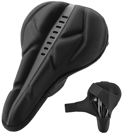 ROCKBROS Housse de Selle Vélo Confortable, Coussin de Selle de Vélo Respirant, Couvre de Siège de Vélo Doux pour Vélo de Route Vélo Gravel VTT Vélo de Course pour Homme Femme, Noir