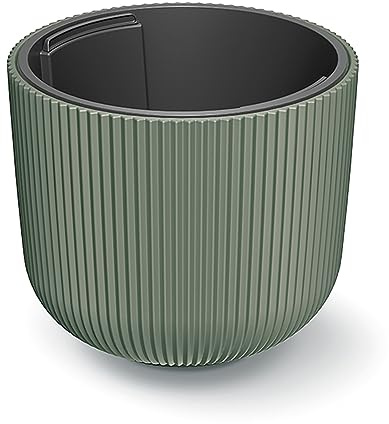Tymar Blumentopf mit Einsatz, Blumenkübel aus Kunststoff, Übertopf, Pflanzkübel Gross(DBML Grün,ø 24 cm)