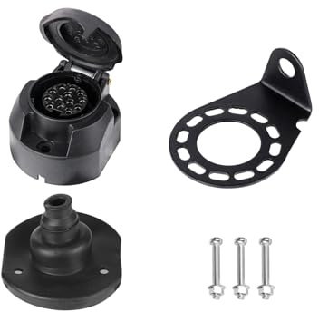 XUEYI Prise Remorque 13 Broches Femelle, avec Joint Arrière et Support, Selon ISO 11446, 12V Prise Remorque 13 Broches Etanche, pour Voiture Camion Caravane RV