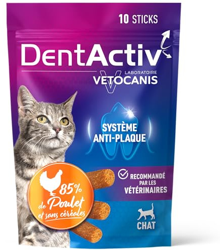 Vetocanis Dentactiv - tandpinne - gourmetkattgodis - hygien och hälsa - köttrik - 85 % kyckling - rekommenderas av veterinärer - antiplacksystem