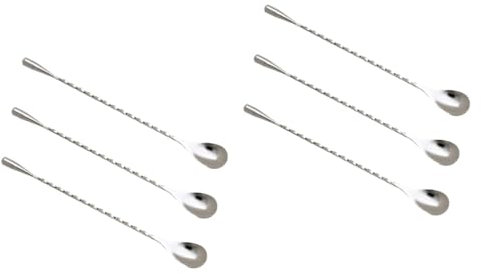 Cabilock 6 Piezas cucharas para Cucharilla de cóctel Cucharilla de bar cucharas para mezclar cócteles barra de cuchara para metal bebidas dieteticas drinks cuchara de café