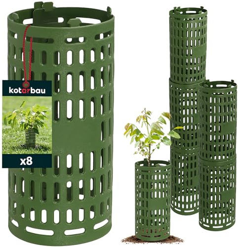 KOTARBAU® 8er Set Baumstamm Schutz - ⌀ 11,5 - Verbissschutz für Bäume - 26 cm hoch - Baumschutz Wildverbiss - für Obstbäume - Erweiterbar & Stapelbar - Kunststoff - Grün