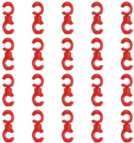 PATIKIL MTB Bike Brake Cable Clasp, 20pcs Rotatable Bicycle S-Hook Style Clip Cross Line Brake Gear Housing Cable Hose Guide for MTB Bicycle Road, Red