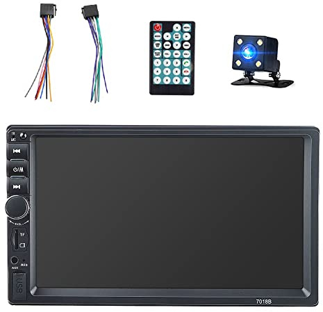 CAIONPLE Reproductor de radio de coche universal 7-2 Din con pantalla táctil, reproductor MP5, Bluetooth, reproductor multimedia con cámara 7018B